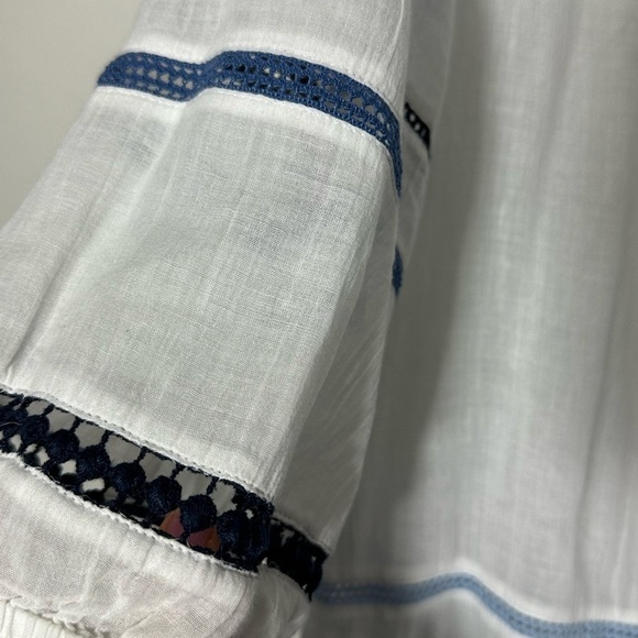 J.Jill White Gauze Shirt Top Pom Pom Tassels - Picture 4 of 7